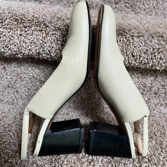 Gucci Women's Cream Sling Back Leather Block Heels - Picture 9 of 15